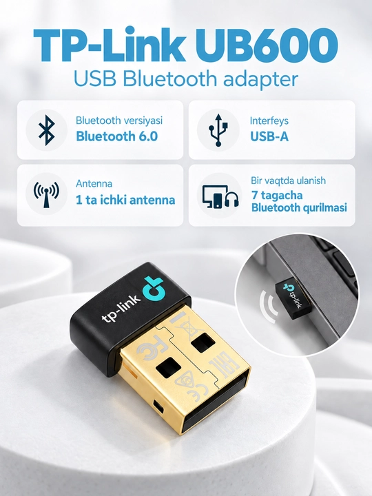 TP-Link UB600 — Bluetooth 6.0 Nano USB- блютуз адаптер для компьютера и ноутбука, USB-A - 