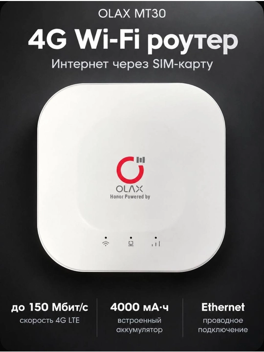 Роутер Wi-Fi беспроводной 4G портативный с LAN-портом RJ45 и SIM-карт с акб 4000 мАч