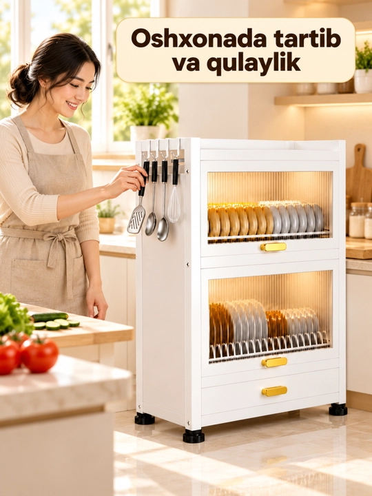 Кухонный шкаф, 3-ярусный для посуды и специй, 45×29×71 см