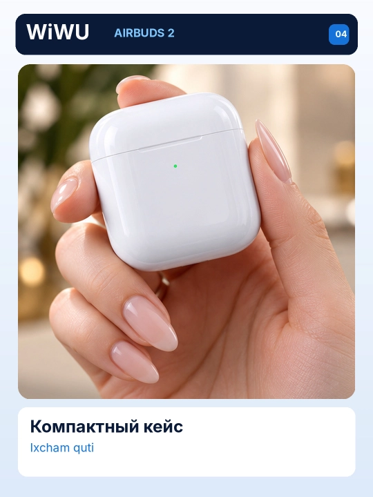WiWU Airbuds 2 simsiz quloqchin, TWS Bluetooth, Type-C zaryadli, oq