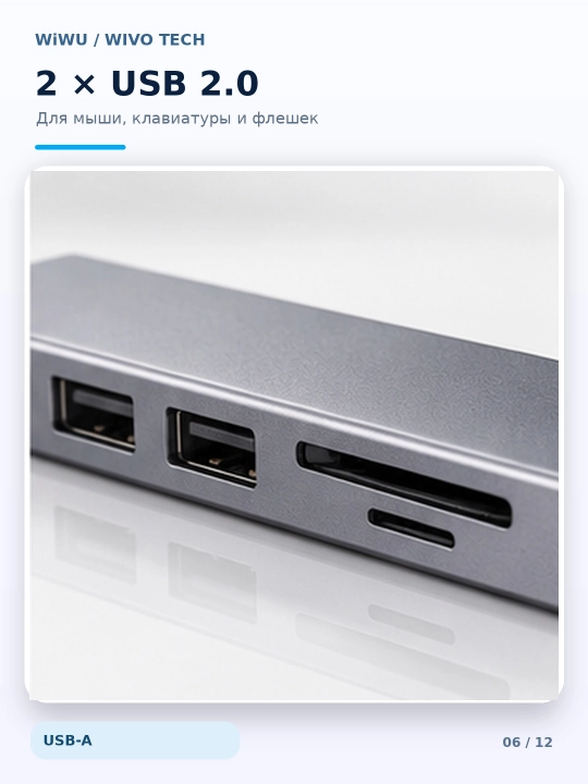 USB-хаб WiWU Zolo Wi-HB003 5-в-1, USB-C/USB-A, USB 3.0, SD/TF, серый