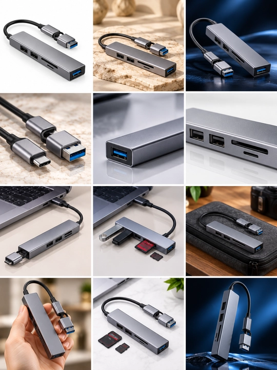 WiWU Zolo Wi-HB003 USB hub 5-in-1, USB-C/USB-A, USB 3.0, SD/TF, kulrang - 