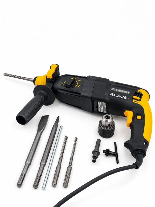 Perforator 28 mm, 800 Vt, 3 rejimli, SDS-Plus, burg‘ulash va zarbali burg‘ulash uchun - 