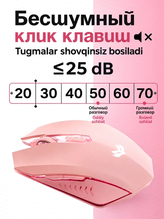 Simsiz o‘yin sichqonchasi TEMAREN PLUS, 2,4 GHz, 2400 DPI, RGB yoritish, 6 tugma, PC uchun