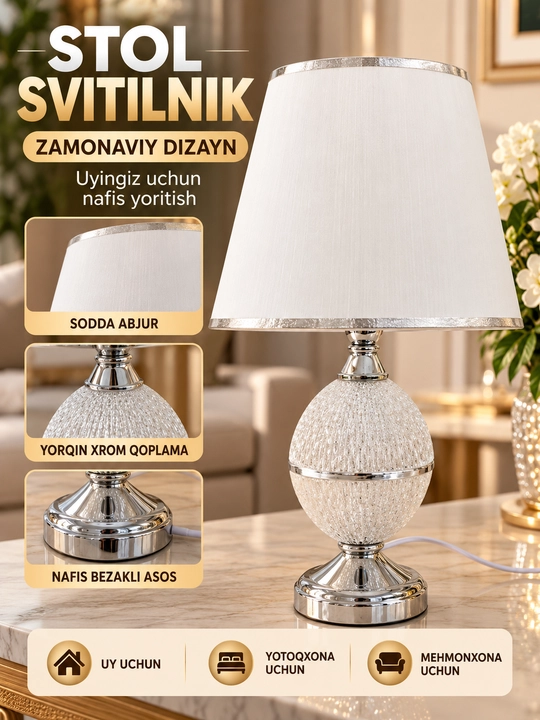 Stol lampasi, chiroq, yotoqxona uchun tungi chiroq, svitilnik, svetilnik - 