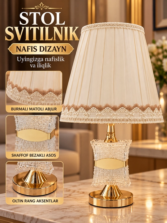 Stol lampasi, chiroq, yotoqxona uchun tungi chiroq, svitilnik, svetilnik - 