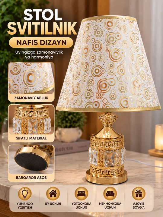 Stol lampasi, chiroq, yotoqxona uchun tungi chiroq, svitilnik, svetilnik - 