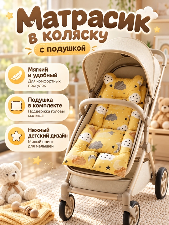 Матрас для коляски с подушкой