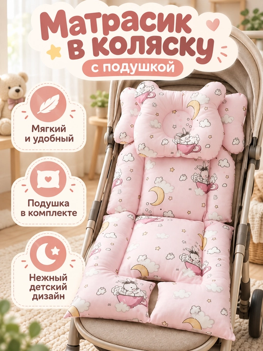 Bolalar aravachasi uchun yostiqli matras - 