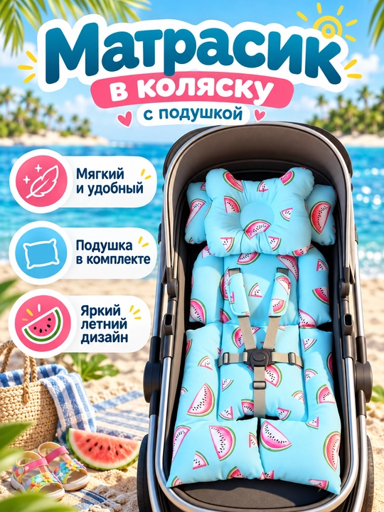 Bolalar aravachasi uchun yostiqli matras - 