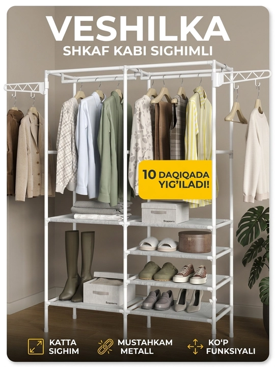 Kiyim ilgich metall, oyoq kiyim uchun javon, poyabzal tokchasi veshalka