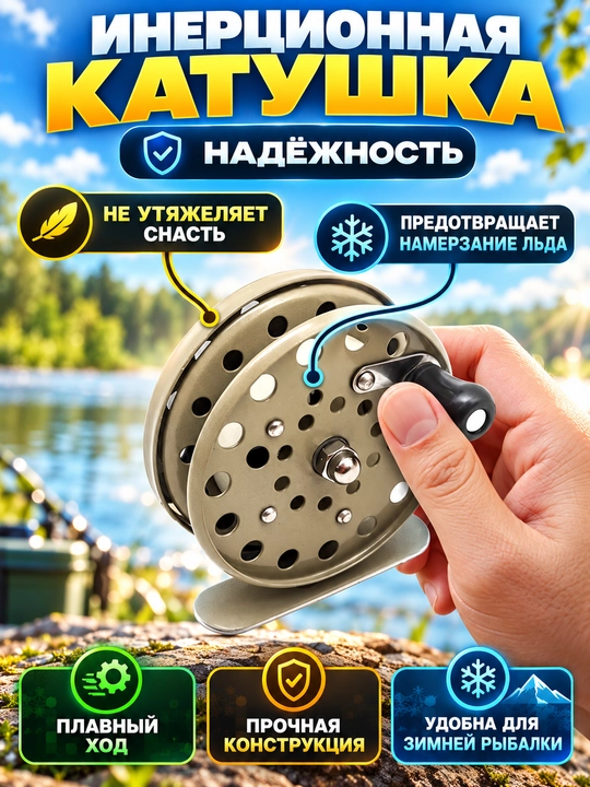 Катушка инерционная без подшипников, металлическая