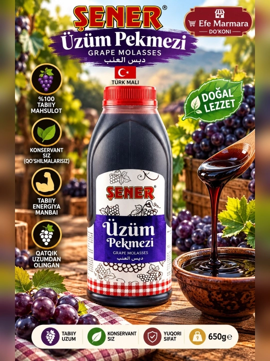 Виноградная патока (Пекмез) Şener, Натуральный, 650 г (Турция) - 