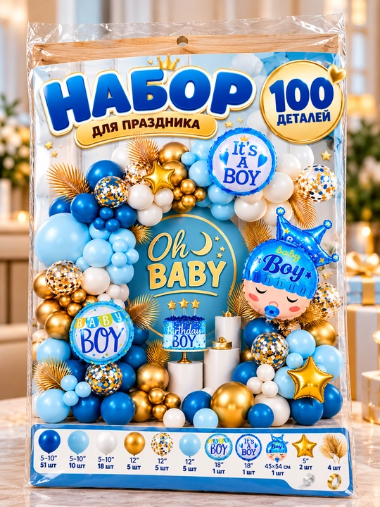 Набор воздушных шаров, комплект для праздника и фотозоны на день рождения