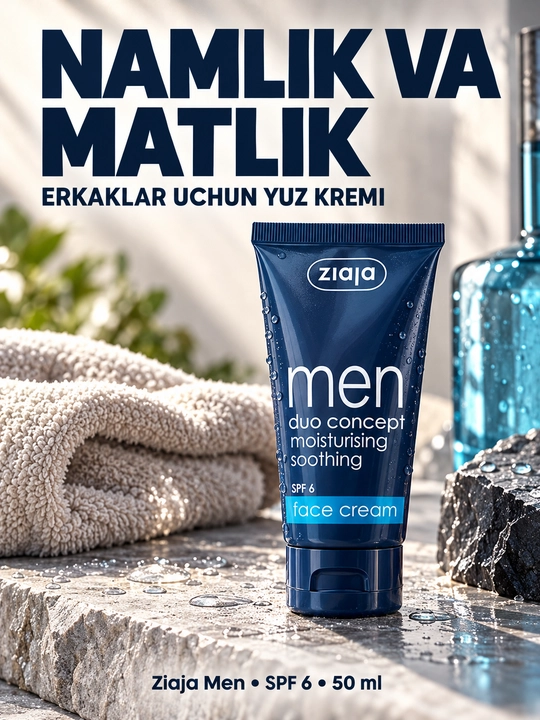 Мужской крем для лица Ziaja Men увлажняющий, матирующий, SPF 6, 50 мл - 