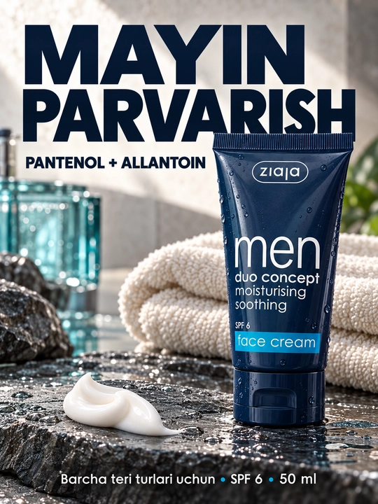 Erkaklar uchun yuz kremi Ziaja Men, namlantiruvchi, matlashtiruvchi, SPF 6, 50 ml
