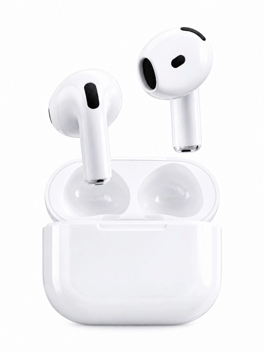 Simsiz Bluetooth quloqchinlar, AirPods, mikrofonli, zaryadlash qutisi bilan, oq - 
