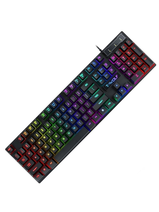 O‘yinchilar va kompyuter uchun simli RGB LED o‘yin klaviaturasi