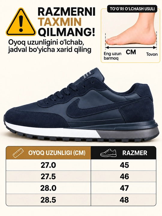 Erkaklar krossovkasi, Nike sport krossovkasi, o‘lchamlari 45-47