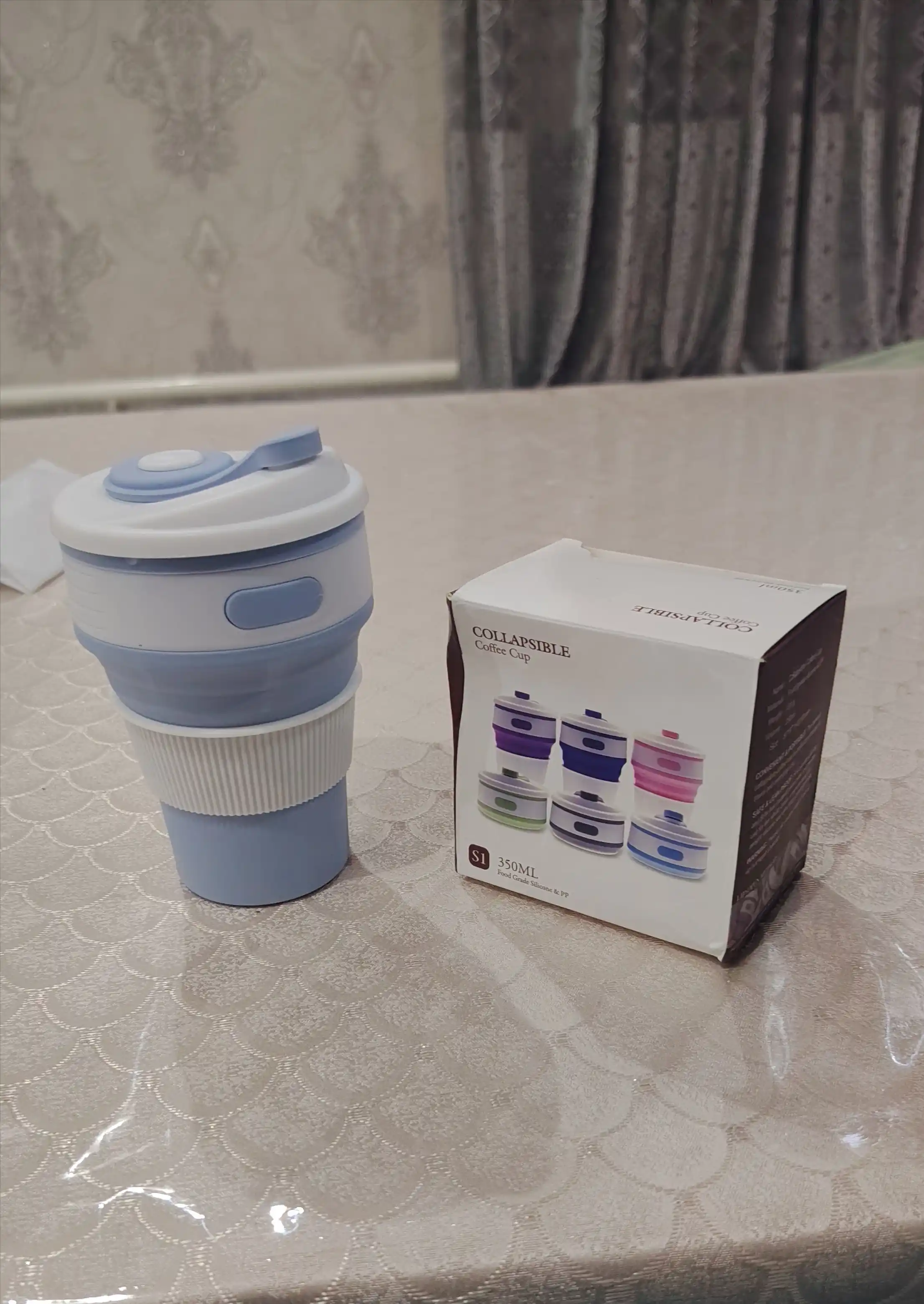Yig‘iladigan sayohat stakani 350 ml — BPA-siz silikondan tayyorlangan sayohat krujkasi