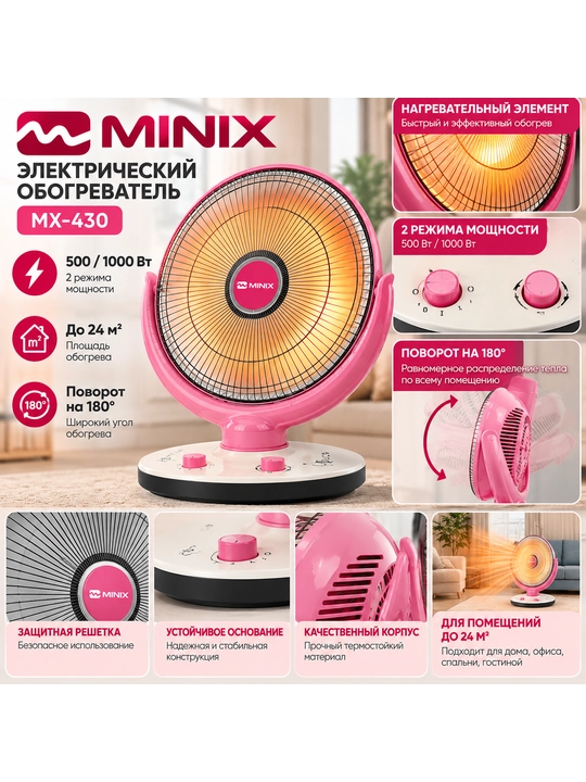 Обогреватель, электрический обогреватель MINIX MX-430, 1000 Вт