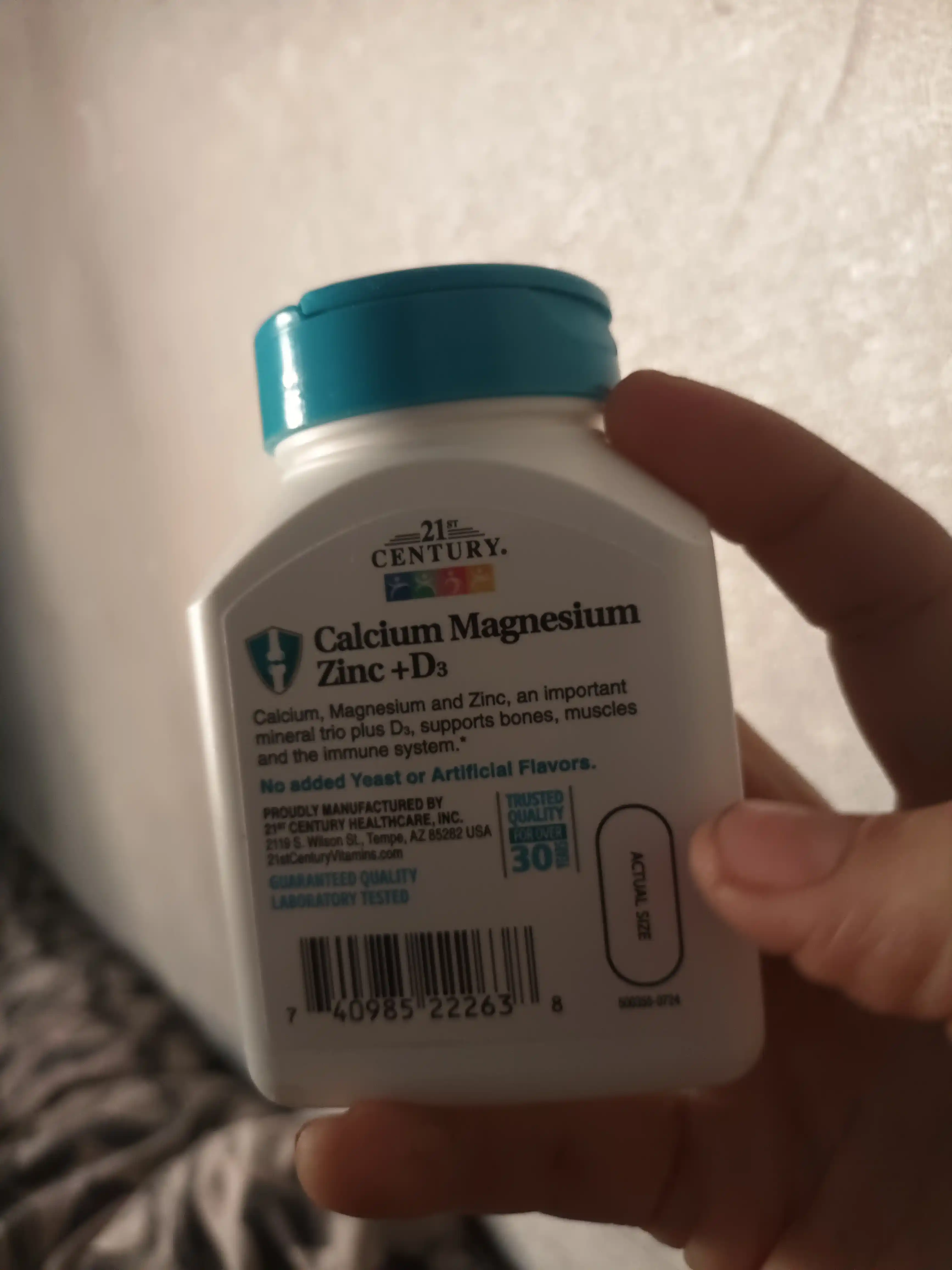 Кальций, Магний, Цинк, Витамин д3, 21st Century Calcium Magnesium Zinc + D3, 90 таблеток, Халяль