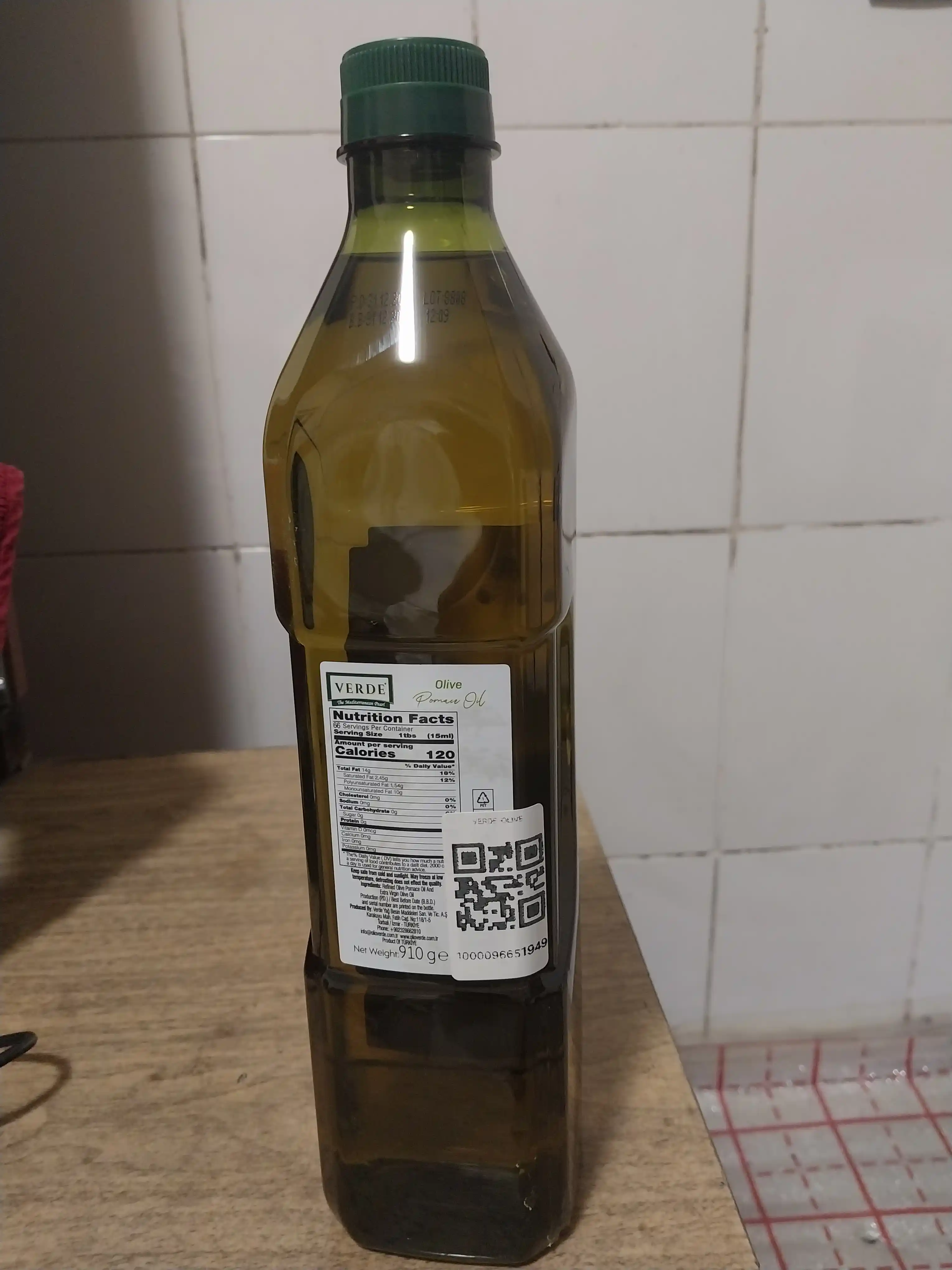 Olive Verde Pomace Oil zaytun yog'i, tozalangan, tovurish va salatlar, 1 litr