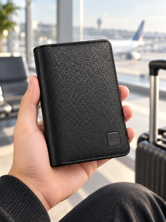 WiWU Master Passport Wallet pasport g‘ilofi, RFID himoya, karta va SIM joyi, qora