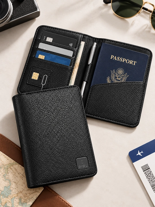Обложка для паспорта WiWU Master Passport Wallet, RFID, карманы для карт и SIM, чёрная - 