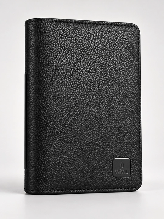 WiWU Master Passport Wallet pasport g‘ilofi, RFID himoya, karta va SIM joyi, qora