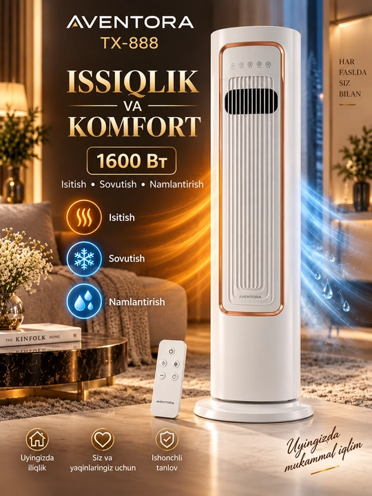 AVENTORA TX-888 isitish, sovutish va namlantirish funksiyali iqlim qurilmasi, 1600 Vt - 