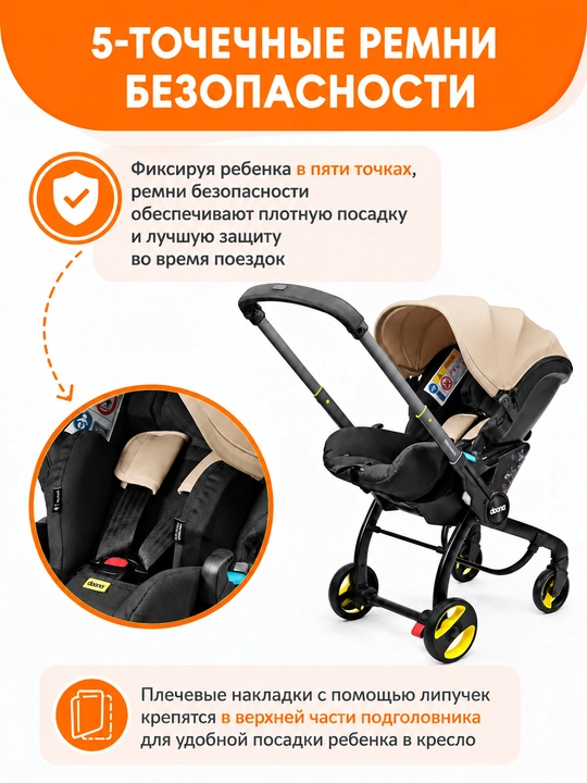 Автокресло-коляска 2 в 1, для новорожденных 0+, до 20 кг, складные колеса