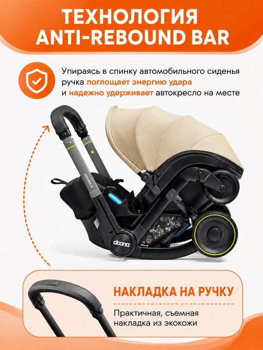 Автокресло-коляска 2 в 1, для новорожденных 0+, до 20 кг, складные колеса