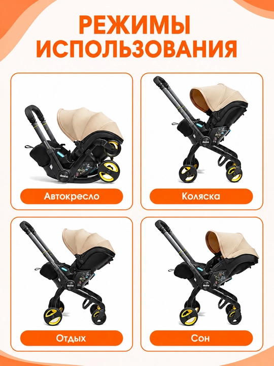 Автокресло-коляска 2 в 1, для новорожденных 0+, до 20 кг, складные колеса