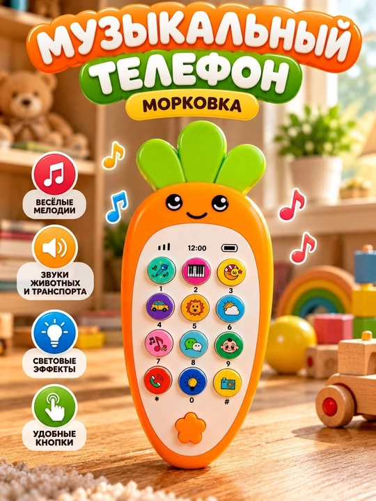 Musiqa bilan o'yinchoq telefon, rivojlantiruvchi bolalar o'yinchog'i - 