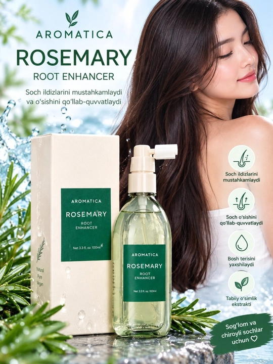 Aromatica Rosemary Root Enharcer soch uchun tonik, sprey, hajmi 100ml - 