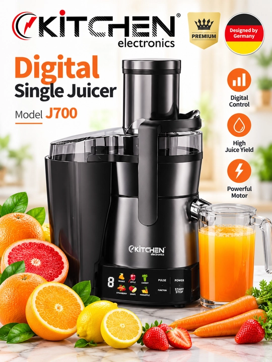 KITCHEN J700 — цифровая электрическая соковыжималка для фруктов и овощей - 