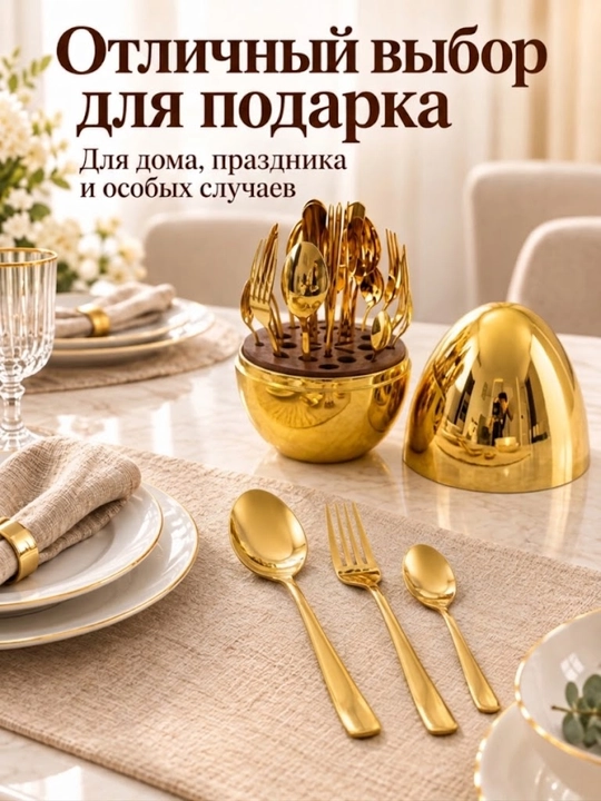 Набор столовых приборов в форме яйца, 36 предмета на 12 персон