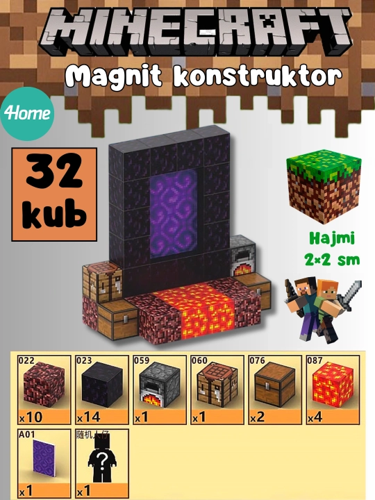 Magnit Minecraft konstruktori, 7 dan ortiq turdagi