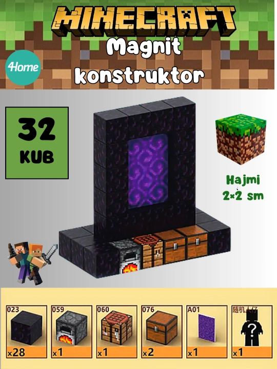 Magnit Minecraft konstruktori, 7 dan ortiq turdagi