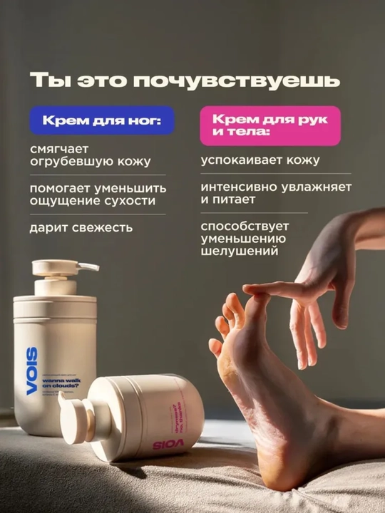 Quruqlik va yoriqlarga qarshi VOIS mochevina va E vitamini qo‘shilgan qo‘l va tana uchun krem-loson, 300 ml