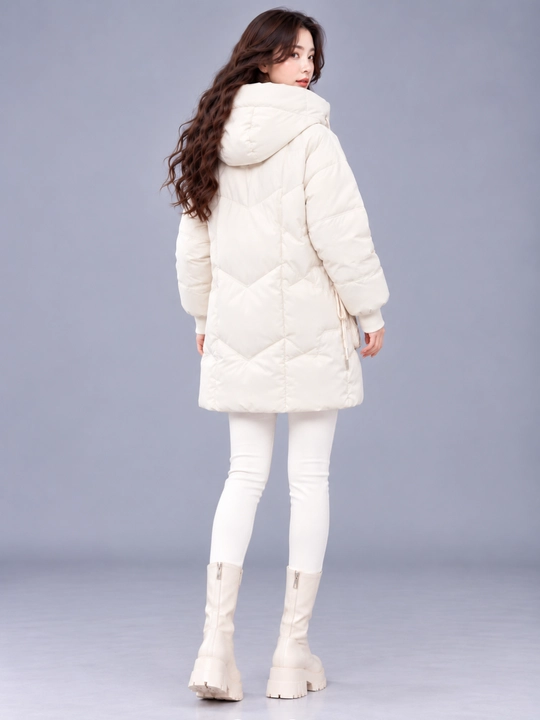 Kurtka ayollar uchun, oversize, qalin kapishoni bilan still koreyskiy kuz va qish uchun
