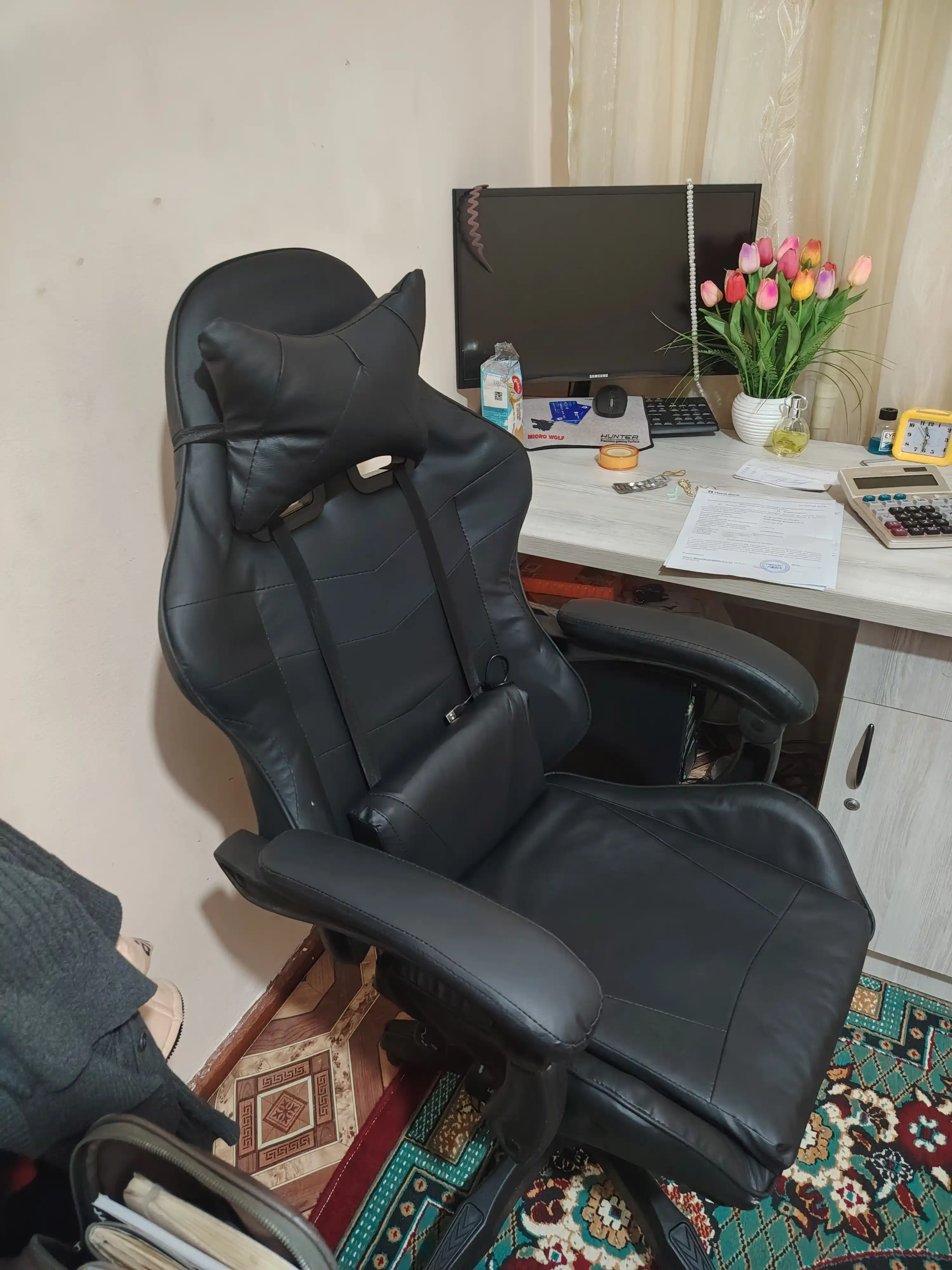 Gaming kreslo TOJIRBEK, kompyuter va ofis uchun, oyoq qo'ygichli o'rindiq
