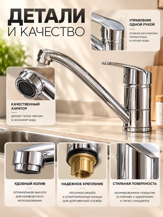 Смеситель для кухонной мойки, для раковины