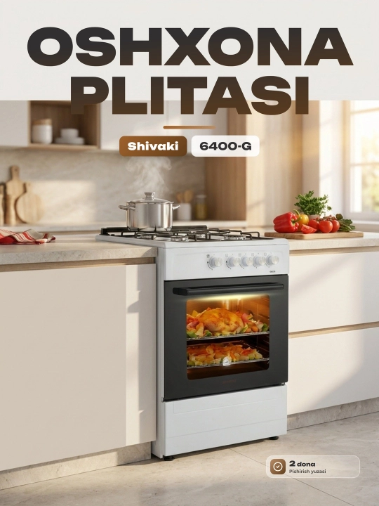 Shivaki 6400-G Eco gaz plitalari, 65 l, maishiy texnika