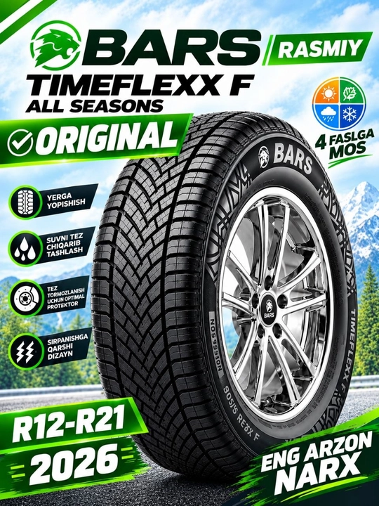 BARS TIMEFLEXX F – Zamonaviy texnologiya, barcha fasllar uchun ishonchli shina - 