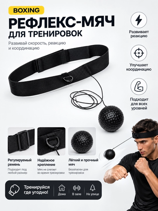 Мяч для бокса на резинке Fight Ball, тренировочный - 