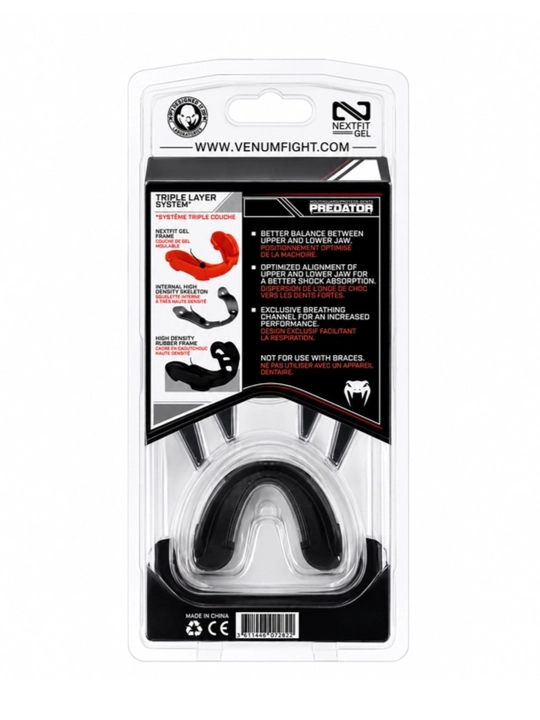 Venum Predator kapa — boks, MMA, Muay Thai uchun tish himoyasi, kattalar 11+, g’ilof bilan