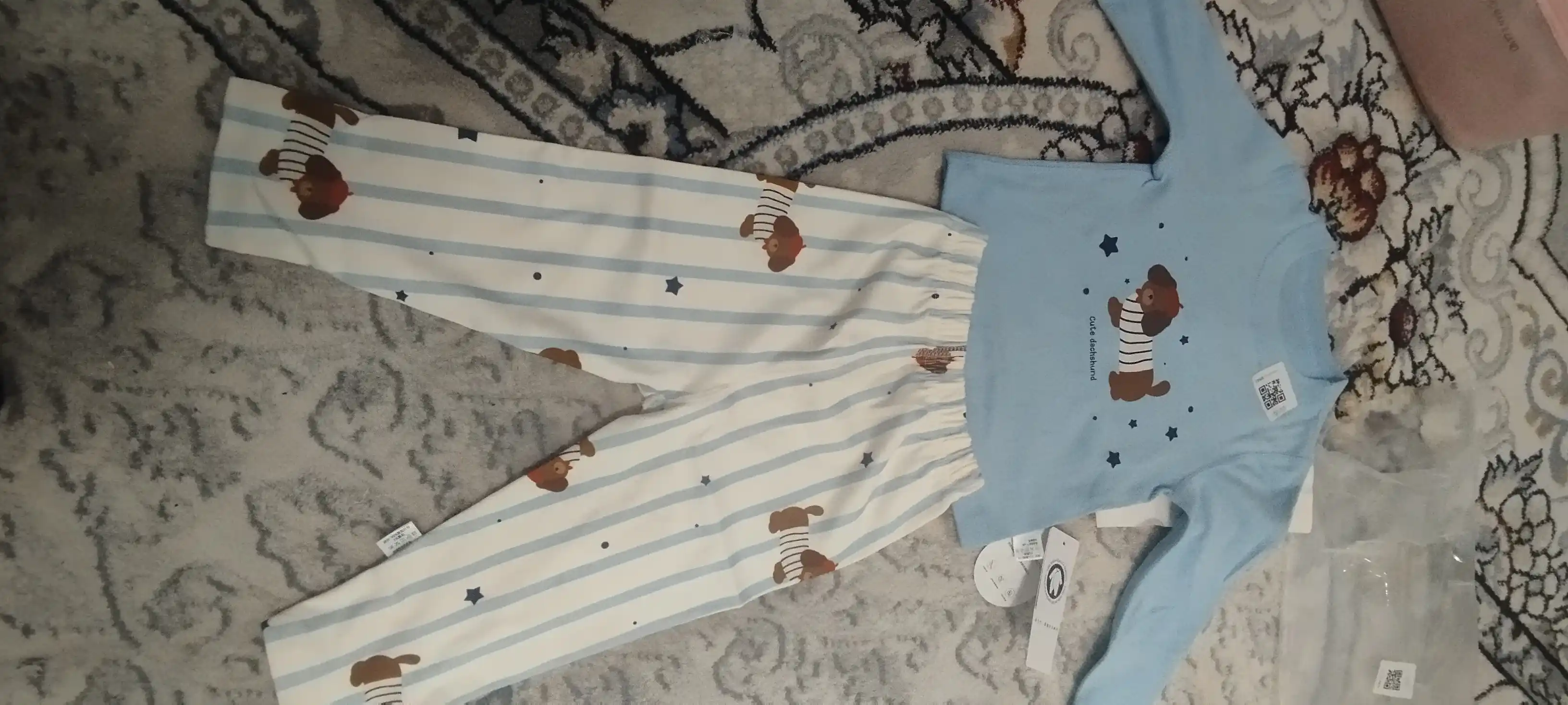 O‘g‘il va qiz bolalar uchun pijamalar, ikki ipli trikotaj, 100% paxta