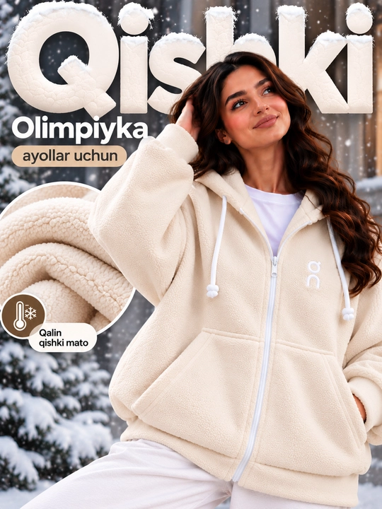 Qishki olimpiyka Ayollar uchun, Vetrovka, qalin nachosli, oversize, ayollar sportivkasi - 